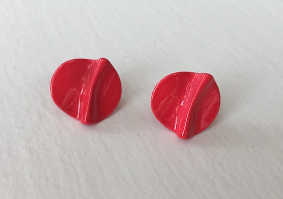 Red Retro Button Earrings - image 1