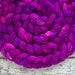 Organic Polwarth/ Silk 'Berry' 4 oz semi-solid spinning fiber, wool & silk roving, purple hand dyed wool, CreatedbyElsieB fuschia combed top