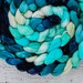 Targhee 'Atlantis' 4 oz hand dyed spinning fiber, blue dyed roving by the pound, Created by ElsieB mint combed top, wool roving by the pound