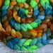 Organic Merino 'Emerald Bay' 4 oz hand dyed roving by the pound, CreatedbyElsieB brown spinning fiber, teal wool roving for spinning,