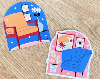 Die Cut Cosy Chair Vinyl Stickers; Notebook Stickers; Kawaii Stickers; Cute Stickers; Pretty Stickers