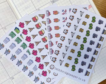Micro Planner Icon Stickers; Hobonichi Stickers; Planner stickers; Finance stickers; Travel stickers; Work stickers; Home stickers