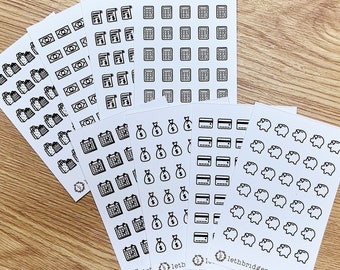 Mini Finance Icon Stickers; Hobonichi Stickers; Planner stickers; Payday stickers; Finance Stickers; Bill stickers; Shopping stickers