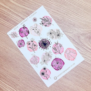 Pegatinas decorativas para planificador con motivos florales abstractos; pegatinas de flores; pegatinas decorativas; pegatinas de acuarela; pegatinas para álbumes de recortes