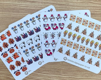 Seasons Planner Stickers; Fall Stickers; Summer Stickers; Spring Stickers; Winter Stickers; Hobonichi