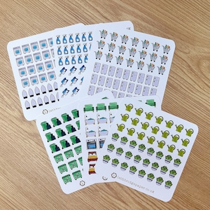 Planner-stickers schoonmaken; Vacuümstickers; Waterplantenstickers; Bakstickers; Boodschappenstickers; Strijkstickers; Wasstickers