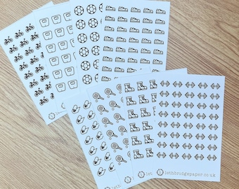 Clear Matte Mini Fitness Icon Stickers; Hobonichi Stickers; Planner stickers; Gym stickers; Workout Stickers; Running stickers