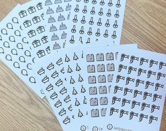 Mini Event Icon Stickers; Hobonichi Stickers; Planner stickers; Calendar stickers; Birthday Stickers; Appointment stickers; Beauty stickers