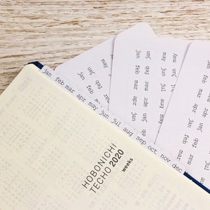 Adesivos para guias do planejador mensal; guias do planejador; guias de índice; adesivos do planejador; adesivos Hobonichi; guias de calendário