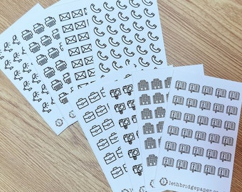Mini Work Icon Stickers; Hobonichi Stickers; Planner stickers; Office stickers; Post Stickers; Phone stickers; Filming stickers