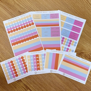 Planning Basics Sheets for the Hobonichi - Pastels; Pocket planner stickers; Pastel Stickers; Bujo stickers; Hobonichi stickers