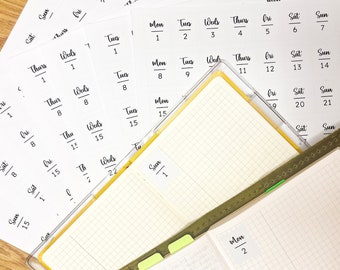 Bullet Journal Daily Log Stickers; Calendar Icons; TN Stickers: Vinyl Matte; Monthly Stickers; Weekly Stickers; Monthly Kit