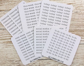 Typewriter word planner stickers; To do stickers; Today stickers; Cleaning stickers; This week sticlers; Hobonichi stickers