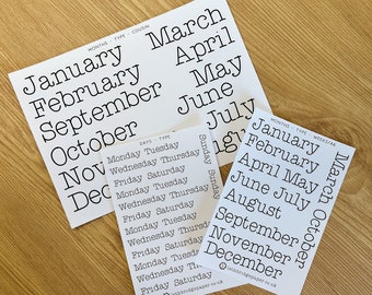 Hobonichi Monthly Type stickers; Pocket planner stickers; Hobonichi stickers; Calendar Stickers