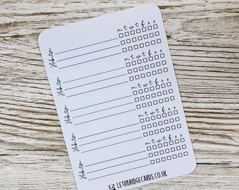 Pegatinas de seguimiento de hábitos para las Semanas Hobonichi; pegatinas de planificador de bolsillo; pegatinas de lista de verificación; pegatinas de Bujo; pegatinas de planificador
