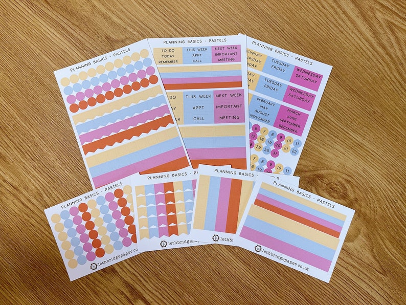 Planning Basics Sheets for the Hobonichi Pastels Pocket planner stickers Pastel Stickers Bujo stickers Hobonichi stickers image 1
