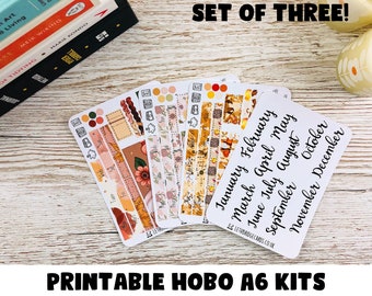 Fall Hobonichi A6 Monthly Kits; Autumn Kit; Hobonichi Techo Sticker; Hobonichi Stickers; Printable Kit; Hobonichi Original Kit
