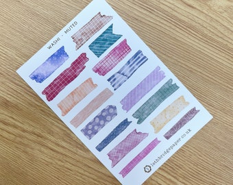 Muted Washi Strip Planner Stickers; Decorative Stickers; Watercolour Stickers; Scrapbooking Stickers