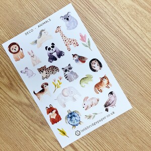 Stickers décoratifs pour agenda d'animaux mignons ; Stickers décoratifs ; Stickers aquarelles ; Stickers scrapbooking