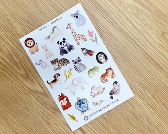 Cute Animals Decorative Planner Stickers; Decorative Stickers; Watercolour Stickers; Scrapbooking Stickers
