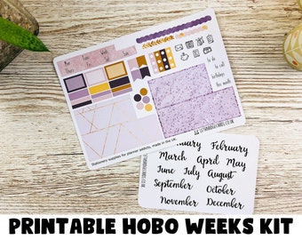 Purple Geometric Hobonichi Weeks Monthly Kit; Summer Kit; Hobonichi Kit; Hobonichi Stickers; Printable Kit