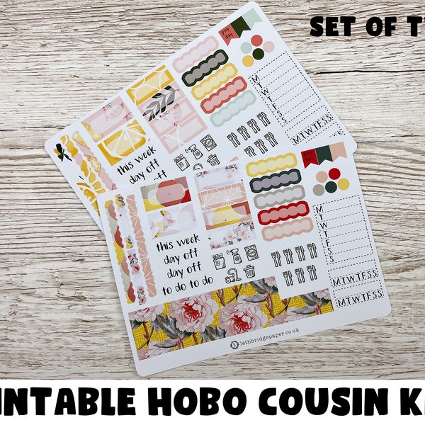 Yellow Hobonichi Cousin Weekly Kits; Fall Kit; Weekly Sticker Kit; Hobonichi Techo Sticker; Hobonichi Stickers; Printable Kit