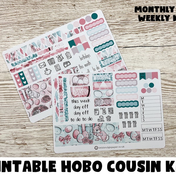 Easter Hobonichi Cousin Weekly & Monthly Kits; Spring Kit; Weekly Sticker Kit; Hobonichi Techo Sticker; Hobonichi Stickers; Printable Kit