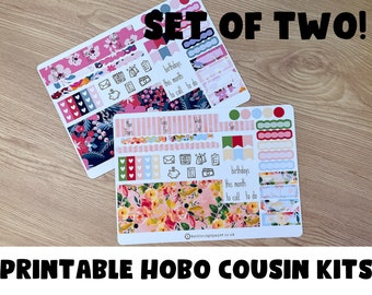 Summer Floral Hobonichi Cousin Monthly Kits; Weekly Sticker Kit; Hobonichi Techo Sticker; Hobonichi Stickers; Printable Kit