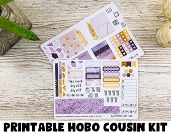 Purple Geometric Hobonichi Cousin Weekly; Fall Kit; Weekly Sticker Kit; Hobonichi Techo Sticker; Hobonichi Stickers; Printable Kit