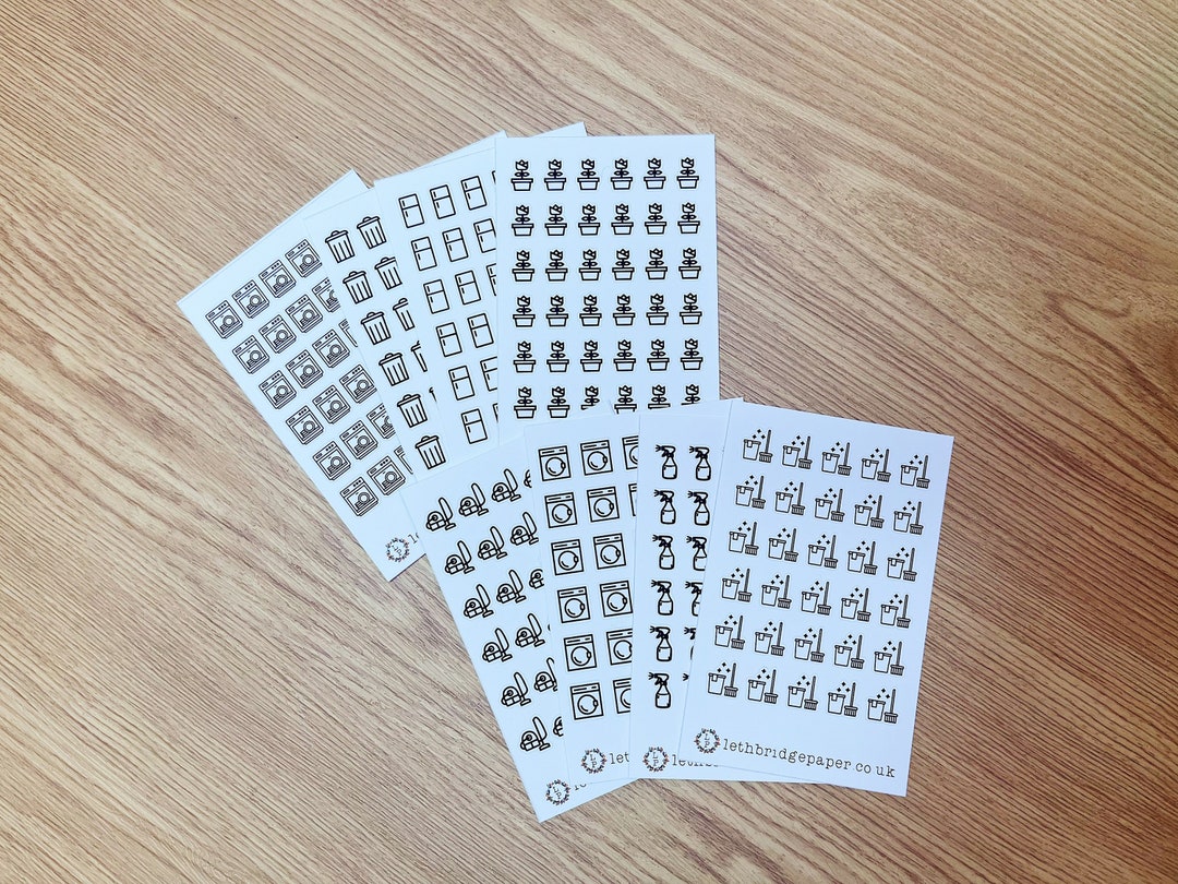 Mini Cleaning Icon Stickers; Hobonichi Stickers; Planner Stickers ...