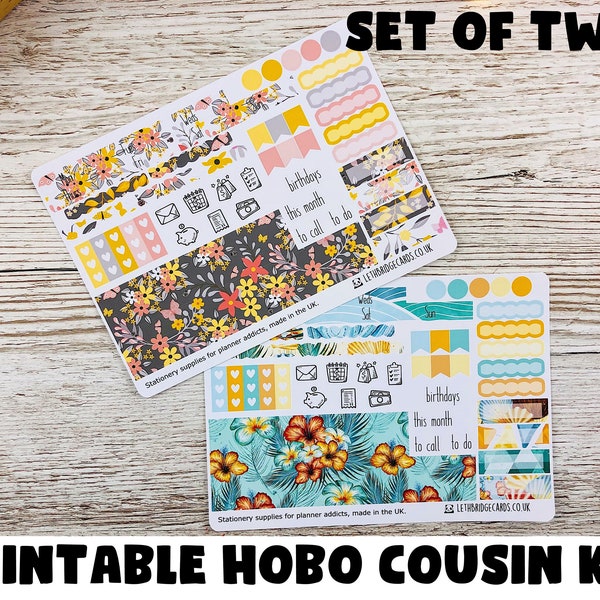 Yellow & Tropical Hobonichi Cousin Monthly Kits; Weekly Sticker Kit; Hobonichi Techo Sticker; Hobonichi Stickers; Printable Kit