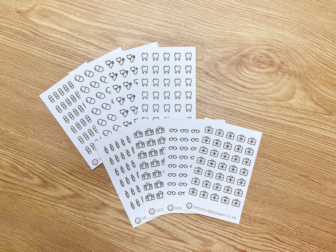 Mini Health Icon Stickers Hobonichi Stickers Planner Stickers Doctor ...