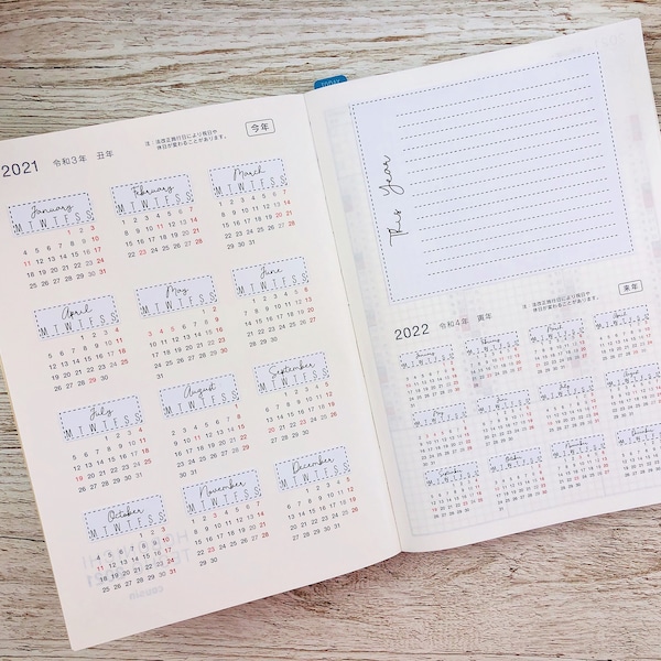 Cousin Yearly Overview Sticker Kit; Hobonichi Cousin Kit; Planner Stickers; Year at a glance page