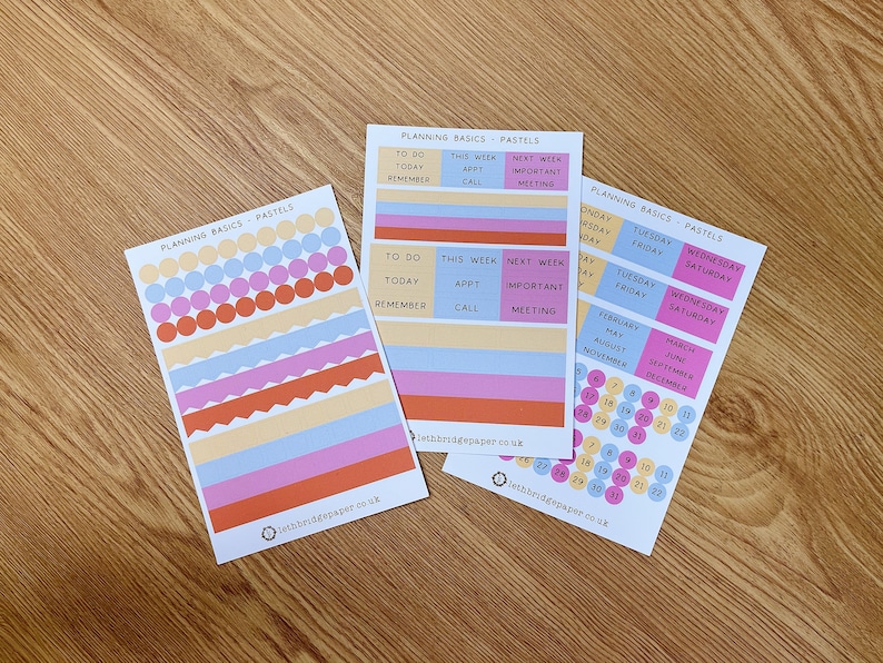 Planning Basics Sheets for the Hobonichi Pastels Pocket planner stickers Pastel Stickers Bujo stickers Hobonichi stickers image 2