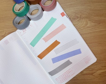 Simple Grid Washi; Masking Tape; Decorative Tape; Japanese Tape; Filofaxing; Planner; Hobonichi; Kawaii Stationery