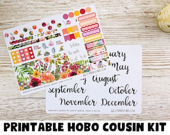 Floral Brights Hobonichi Cousin Monthly Kit; Summer Kit; Hobonichi Kit; Hobonichi Stickers; Printable Kit