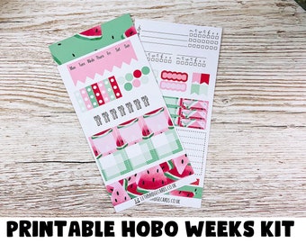 Watermelon Hobonichi Weeks Weekly Kit; Summer Kit; Hobonichi Kit; Hobonichi Stickers; Printable Kit