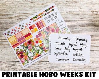 Floral Brights Hobonichi Weeks Monthly Kit; Summer Kit; Hobonichi Kit; Hobonichi Stickers; Printable Kit