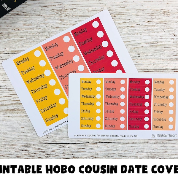 Date Covers for the Hobonichi Cousin; Daily Pages; Weekly Sticker Kit; Hobonichi Techo Sticker; Hobonichi Stickers; Printable Kit