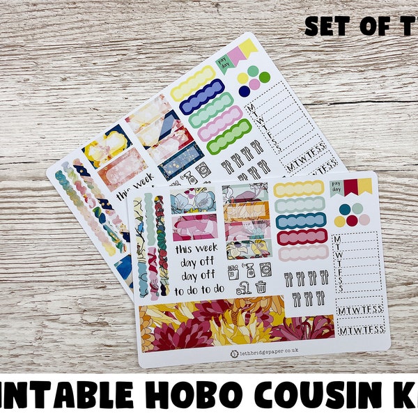 Flowers Hobonichi Cousin Weekly Kits; Fall Kit; Weekly Sticker Kit; Hobonichi Techo Sticker; Hobonichi Stickers; Printable Kit