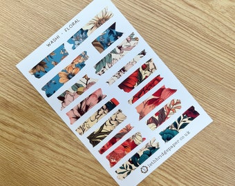 Floral Washi Strip Planner Stickers; Decorative Stickers; Watercolour Stickers; Scrapbooking Stickers