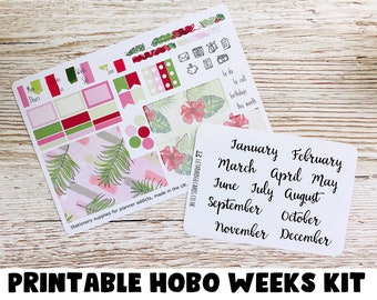 Tropical Hobonichi Weeks Monthly Kit; Summer Kit; Hobonichi Kit; Hobonichi Stickers; Printable Kit