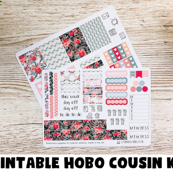 PRINTABLE Coral Flowers Hobonichi Cousin Weekly; Summer Kit; Weekly Sticker Kit; Hobonichi Techo Sticker; Hobonichi Stickers; Printable Kit