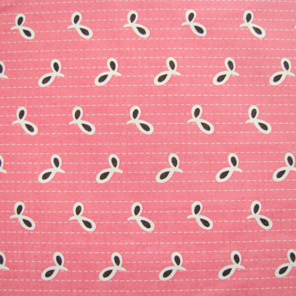 Flea Market Fancy Denyse Schmidt Seedpod Stripe Pattern Free Spirit Cotton Fabric Pink Salmon Peach Black White 1 YD Quilting Sewing Crafts