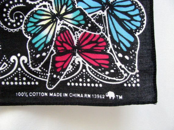 Vintage Black Butterfly Bandana RN 13962 100% Cot… - image 9