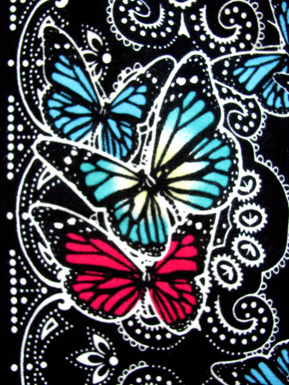 Vintage Black Butterfly Bandana RN 13962 100% Cot… - image 1