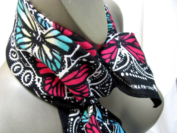 Vintage Black Butterfly Bandana RN 13962 100% Cot… - image 2