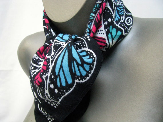 Vintage Black Butterfly Bandana RN 13962 100% Cot… - image 8