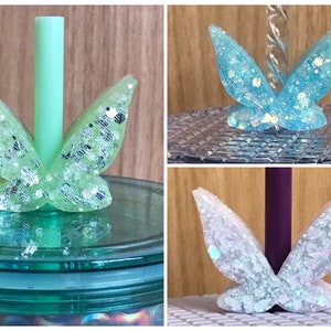 Straw Topper Fairy Wings Glitter Shiny Cup Studded Tumbler Toppers