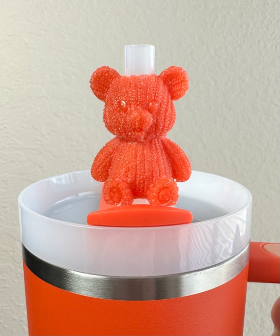 Buy Straw Topper Teddy Bear Orange Red Blue Sweater Cup Stuffed